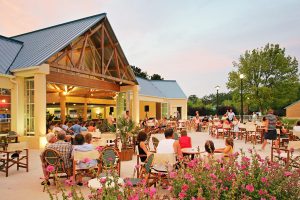 Patio at the Fierbois campsite bar, a Loire Valley campsite